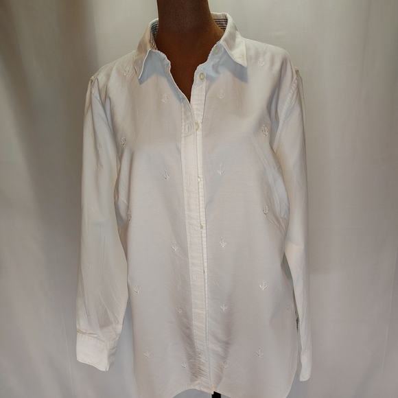 Lands' End White Shirt with Nautical Embroidery - Picture 1 of 13